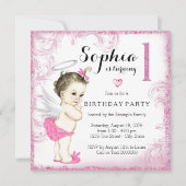 Meisjes eerste verjaardagsfeestje roze engel kaart (Voorkant)