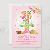 Meisjes eerste verjaardagsuitnodiging met Fiesta T Kaart (Voorkant)