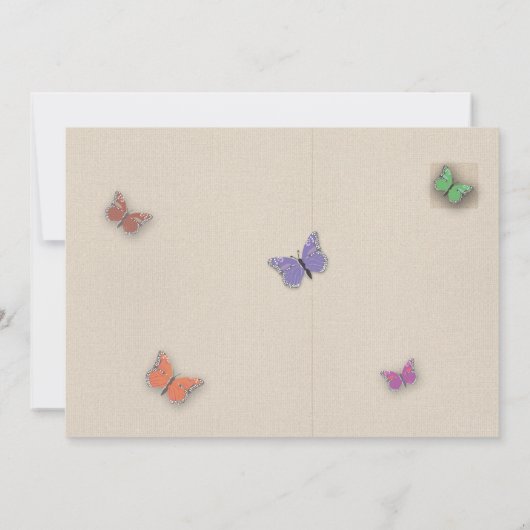 Meisjes eerste vlindertuin op verjaardagsuitnodigi kaart (Achterkant)