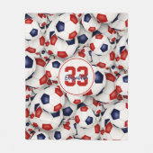 meisjes eindeloze rode witte blauwe voetballen fleece deken (Voorkant)