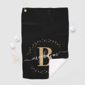 Meisjes Elegant Black Gold Name Monogramed Script Golfhanddoek (Insitu)