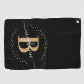 Meisjes Elegant Black Gold Name Monogramed Script Golfhanddoek (Horizontaal)