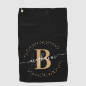 Meisjes Elegant Black Gold Name Monogramed Script Golfhanddoek (Voorkant)