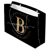 Meisjes Elegant Black Gold Name Monogramed Script Groot Cadeauzakje (Achterkant Gekanteld)