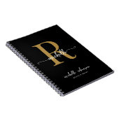 Meisjes Elegant Chic Black Gold Script Monogram Na Notitieboek (Rechterzijde)