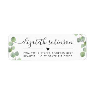 Meisjes Elegant Chic Script Heart Address Label