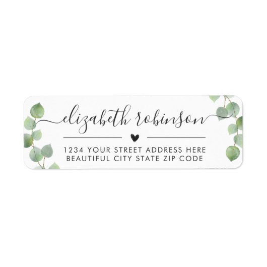 Meisjes Elegant Chic Script Heart Address Label (Voorkant)