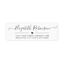 Meisjes Elegant Chic Script Heart Address Label