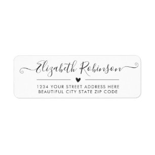 Meisjes Elegant Chic Script Heart Address Label