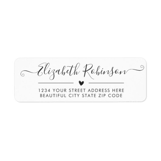 Meisjes Elegant Chic Script Heart Address Label (Voorkant)