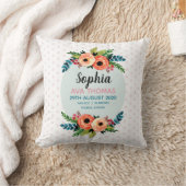 Meisjes Elegant en Cute Floral Birth Stats Nursery Kussen (Deken)