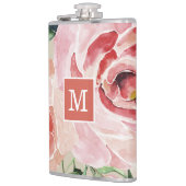 Meisjes Elegant Floral Waterverf Monogrammed Flask Heupfles (Links)