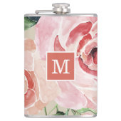 Meisjes Elegant Floral Waterverf Monogrammed Flask Heupfles (Voorkant)