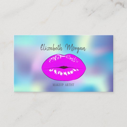 Meisjes Elegant Modern Holographic Lips Makeup Visitekaartje (Voorkant)