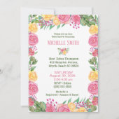 Meisjes Elegant Pink Yellow Roses Baby shower Kaart (Voorkant)