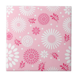 Meisjes  Elegant Roze White Floral Pattern Tegeltje