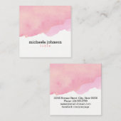 Meisjes Elegant Waterverf Roze minimaal Vierkante Visitekaartje (Voorkant / Achterkant)