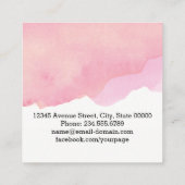 Meisjes Elegant Waterverf Roze minimaal Vierkante Visitekaartje (Achterkant)