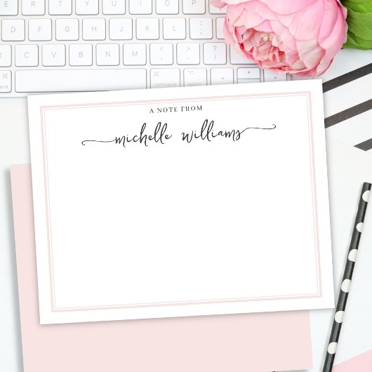 Meisjes elegante kalligrafiescript: blush notitie notitiekaartje