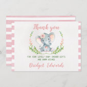 Meisjes Elephant Dank je Baby shower Bedankkaart (Voorkant / Achterkant)