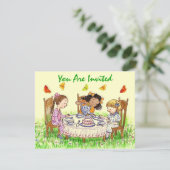 Meisjes en Butterflies Sweet Tea party Invitations Kaart (Staand voorkant)