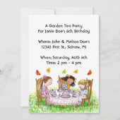 Meisjes en Butterflies Tea Party Garden Invitation Kaart (Voorkant)