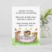 Meisjes en Butterflies Tea Party Garden Invitation Kaart (Staand voorkant)