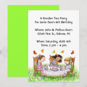 Meisjes en Butterflies Tea Party Garden Invitation Kaart (Voorkant / Achterkant)