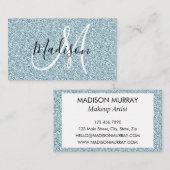 Meisjes en Glam Blue Silver Glitter Sparkles Visitekaartje (Voorkant / Achterkant)