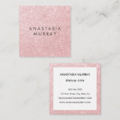 Meisjes en glam Blush Roze Glitter Sparkles Vierkante Visitekaartje (Voorkant / Achterkant)