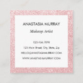 Meisjes en glam Blush Roze Glitter Sparkles Vierkante Visitekaartje (Achterkant)