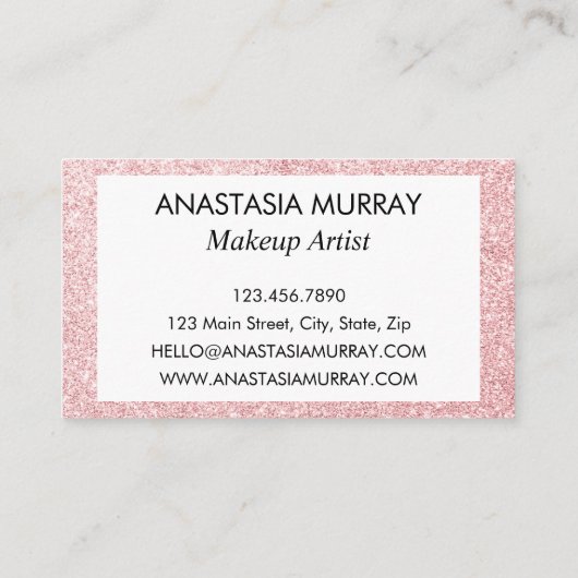Meisjes en glam Blush Roze Glitter Sparkles Visitekaartje (Achterkant)