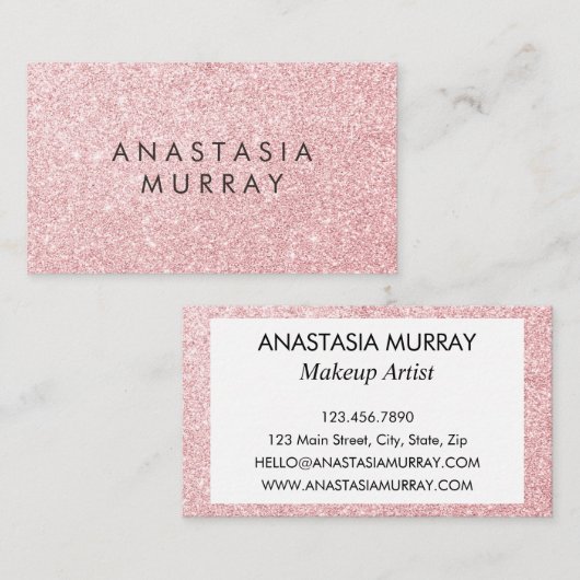 Meisjes en glam Blush Roze Glitter Sparkles Visitekaartje (Voorkant / Achterkant)