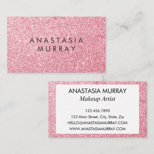 Meisjes en glam Blush Roze Glitter Sparkles Visitekaartje (Voorkant / Achterkant)