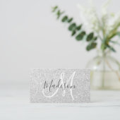 Meisjes en Glam Gray Silver Glitter Sparkles Visitekaartje (Staand voorkant)