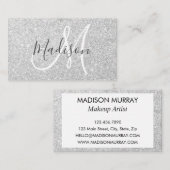 Meisjes en Glam Gray Silver Glitter Sparkles Visitekaartje (Voorkant / Achterkant)