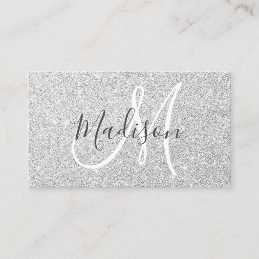 Meisjes en Glam Gray Silver Glitter Sparkles Visitekaartje (Voorkant)