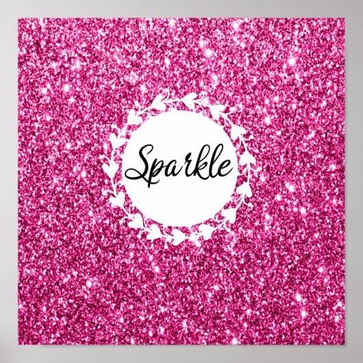 Meisjes en glam Hot Pink Glitter Sparkle White Hea Poster (Voorkant)