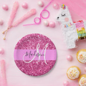 Meisjes en Glam Hot Pink Glitter Sparkles Papieren Bordje (Feest)