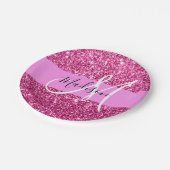Meisjes en Glam Hot Pink Glitter Sparkles Papieren Bordje (Gekanteld)