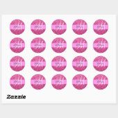 Meisjes en Glam Hot Pink Glitter Sparkles Ronde Sticker (Vel)