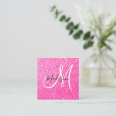 Meisjes en glam Hot Pink Glitter Sparkles Vierkante Visitekaartje (Staand voorkant)