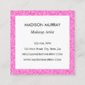 Meisjes en glam Hot Pink Glitter Sparkles Vierkante Visitekaartje (Achterkant)