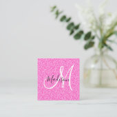 Meisjes en glam Hot Pink Glitter Sparkles Vierkante Visitekaartje (Staand voorkant)