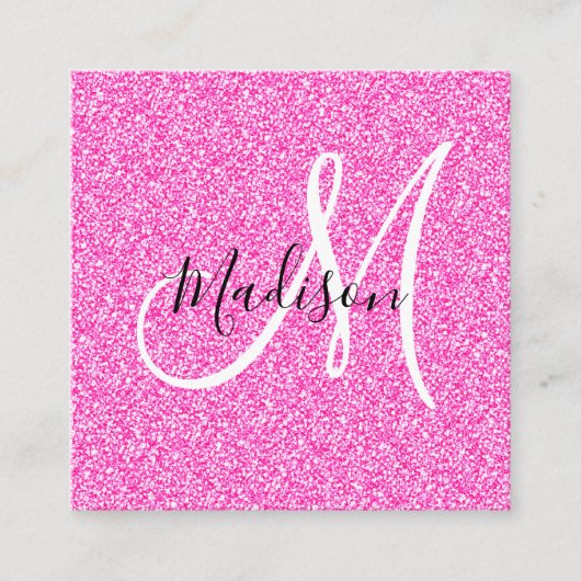 Meisjes en glam Hot Pink Glitter Sparkles Vierkante Visitekaartje (Voorkant)