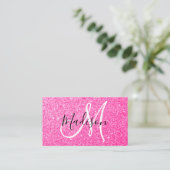 Meisjes en glam Hot Pink Glitter Sparkles Visitekaartje (Staand voorkant)