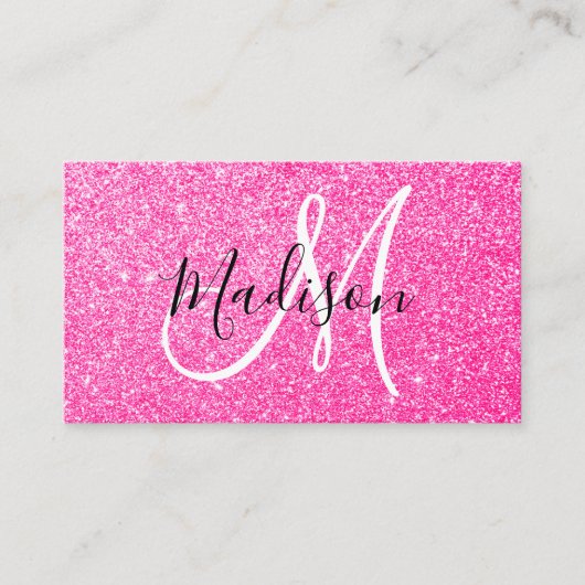 Meisjes en glam Hot Pink Glitter Sparkles Visitekaartje (Voorkant)
