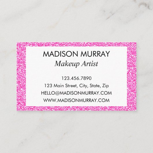 Meisjes en glam Hot Pink Glitter Sparkles Visitekaartje (Achterkant)
