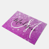 Meisjes en Glam Paars Glitter Sparkles Monogram Deurmat (Schuin)