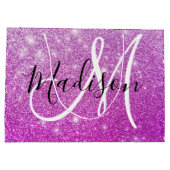Meisjes en Glam Paars Glitter Sparkles Monogram Groot Cadeauzakje (Achterkant)
